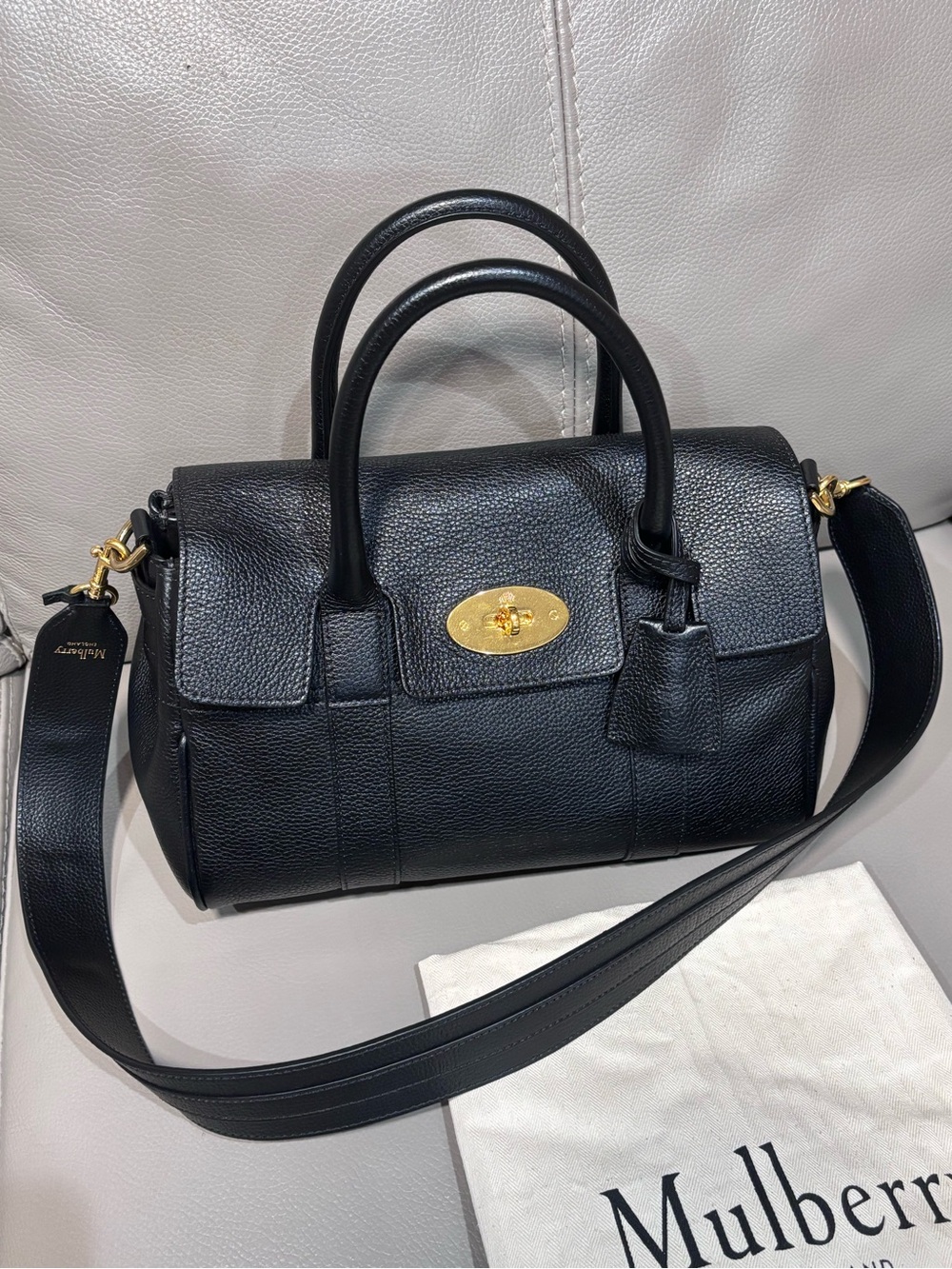 Mulberry Bayswater Satchel Black Small Classic Grain *excellent condition*